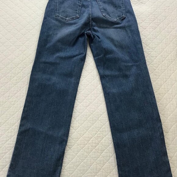 Quince Stretch High Rise Straight Jeans Women 29 Seaside Blue 28” Inseam EUC - Picture 5 of 8